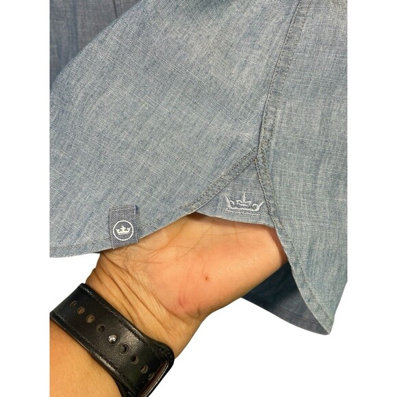 Peter Millar Blue Denim Chambray Shirt Long Sleeve Button Down Size XL‎ Distress - Picture 4 of 11